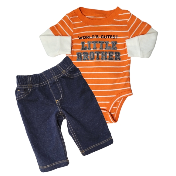 5/$25 Carter's "World's Cutest Little Brother" Matching Set Size 3m - Picture 1 of 6